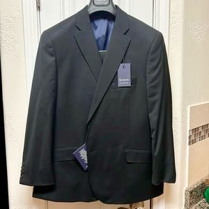 Kroon Black Suit 44R 98% Wool and 2% Lycra. Unhemmed